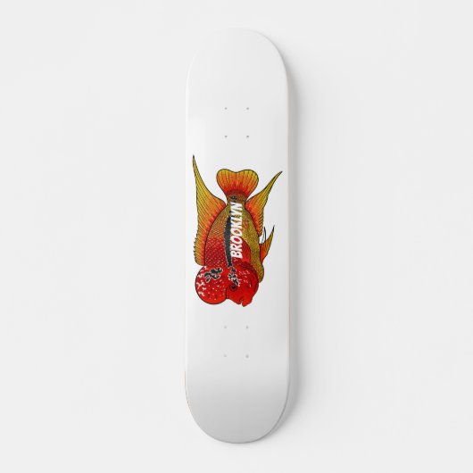 花角の魚の漫画イラストレーション スケートボード (正面)