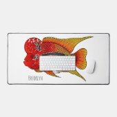 花角の魚の漫画イラストレーション デスクマット (キーボード&マウス)