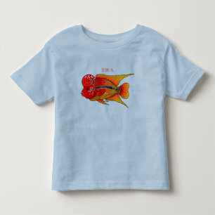 花角の魚の漫画イラストレーション トドラーTシャツ