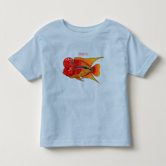 花角の魚の漫画イラストレーション トドラーTシャツ (正面)