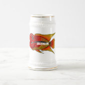花角の魚の漫画イラストレーション ビールジョッキ (中央)
