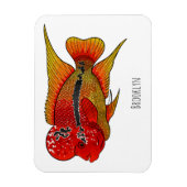 花角の魚の漫画イラストレーション マグネット (縦)