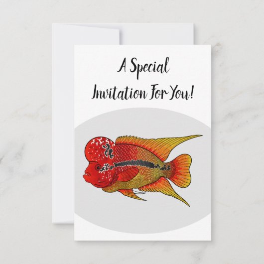 花角の魚の漫画イラストレーション 招待状 (裏面)