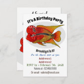 花角の魚の漫画イラストレーション 招待状 (正面/裏面)