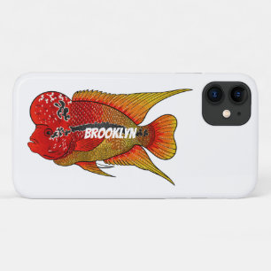 花角の魚の漫画イラストレーション iPhone 11 ケース