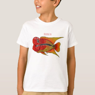 花角の魚の漫画イラストレーション Tシャツ