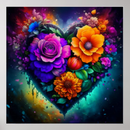 花詰めハートバレンタインデー ポスター