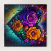 花詰めハート | 明るいカラフルと ジグソーパズル (横)