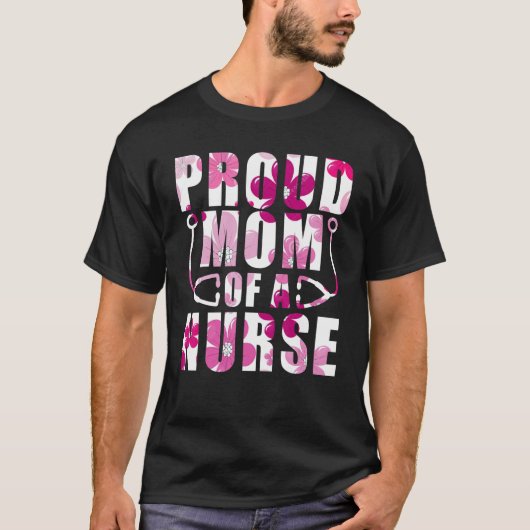 花誇りを持った母ナース医療従事者Cns Clini Tシャツ (正面)