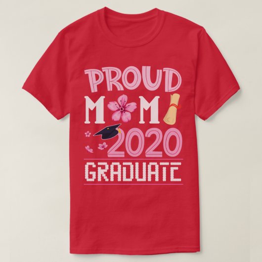 花誇りを持った母2020大学院息子の娘ハッピー Tシャツ (デザイン正面)