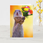 花誕生日グリーティングカード付リス カード (黄色い花)