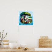 花読に囲まれた木の下の少女|過去記事 ポスター (キッチン)