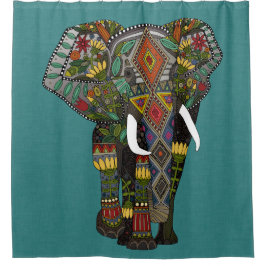 花象のティール（緑がかった色） シャワーカーテン