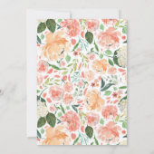 花象の女の子のベビーシャワーのモモの珊瑚の緑 招待状 (裏面)