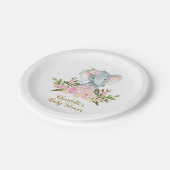 花象の女の赤ちゃんの誕生会7"プレート ペーパープレート (アングル)