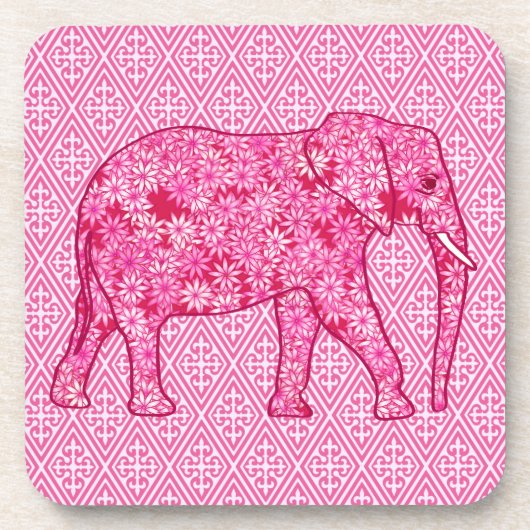 花象 – 明るい赤紫色ピンク コースター (正面)