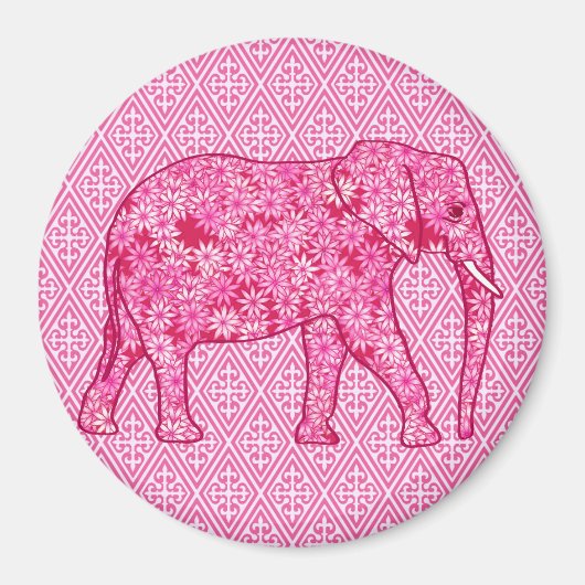 花象 – 明るい赤紫色ピンク マグネット (正面)