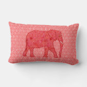 花象 – 深い赤と珊瑚 ランバークッション (裏面)