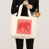 花象 – 深い赤と珊瑚 ラージトートバッグ (正面(商品))