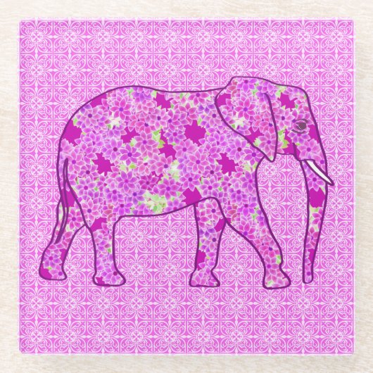 花象-蘭およびマゼンタ ガラスコースター (正面)