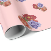 花赤いバラとバラ芽フローラ ラッピングペーパー (ロールコーナー)