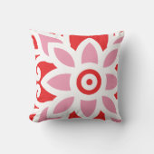 花赤と白の模様 クッション (正面)