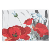 花赤と白デイジーとケシ 枕カバー (正面右)