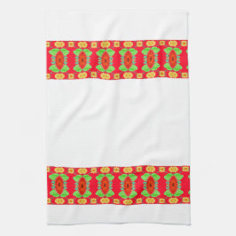 花赤と白付きハンドタオル キッチンタオル