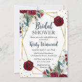 花赤と白枠ブライダルシャワー 招待状 (正面)