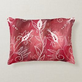 花赤と白柄 アクセントクッション