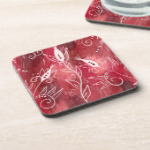 花赤と白柄 コースター (左側)