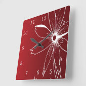 花赤と白 スクエア壁時計 (傾斜)