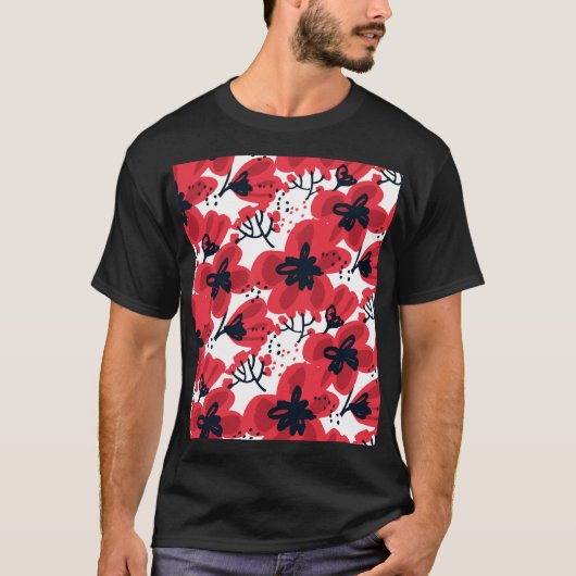 花赤:抽象芸術手描き模様。 Tシャツ (正面)