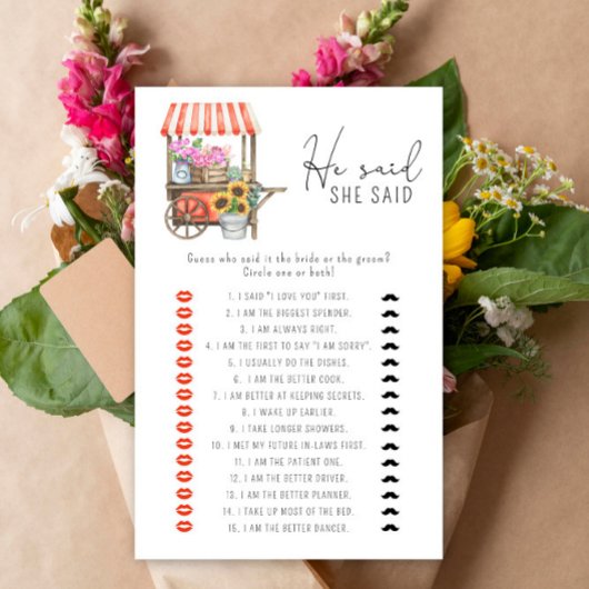 花車 – 彼は彼女はブライダルシャワーゲームを言った