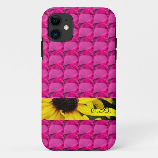 花輪とイニシャルを持つピンクの宝石 Case-Mate iPhoneケース (裏面)