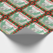 花輪のトリムのクリスマスの季節の振動ダンサー ラッピングペーパー (角)