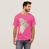 花輪の中のおもしろい鳥 Tシャツ (正面フル)