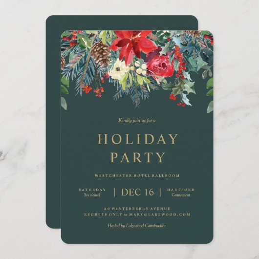 花輪の休日のリースのパーティの招待状 招待状 (正面/裏面)