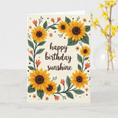 花輪の花咲く誕生日カード カード (黄色い花)