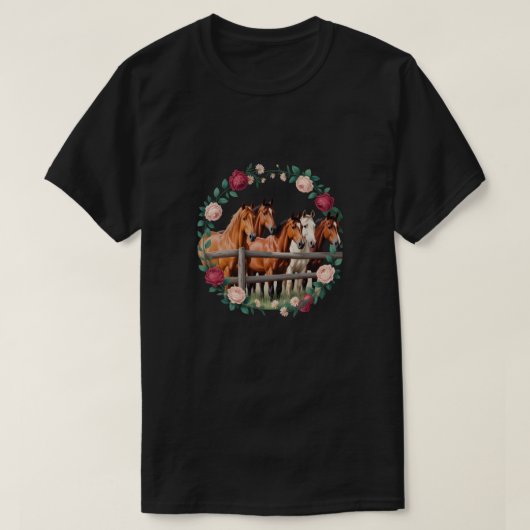 花輪アートの優雅な馬 Tシャツ (デザイン正面)
