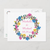 花輪カラフル花はがきを保存 案内ポストカード (正面/裏面)