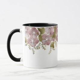 花輪 春 夏 ピンクの花 緑の葉 マグカップ