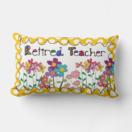 花退職したな先生の枕水玉模様 ランバークッション (正面)