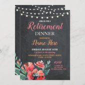 花退職の夕食の招待のパーティーの女性 招待状 (正面/裏面)