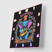 花遊場の象ギター スクエア壁時計 (傾斜)