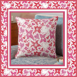 花違うスタイルハート柄 クッション