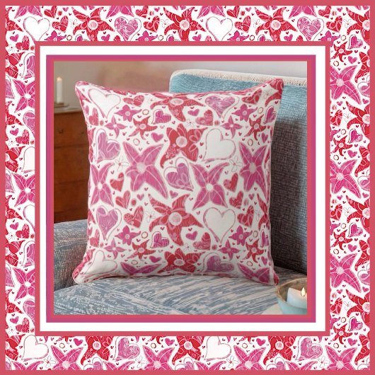 花違うスタイルハート柄 クッション
