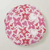花違うスタイルハート柄 ラウンドクッション (裏面)