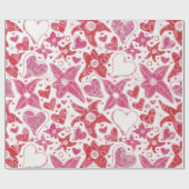 花違うスタイルハート柄 ラッピングペーパー (フラット)
