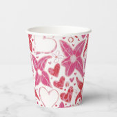花違うスタイルハート柄 紙コップ (裏面)